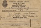 Joe's first NHS card as a baby back in 1955, issue date 8th Jul 1955.