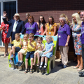 Joe Longthorne with officials from Unison's Education Centre at the hospital opening the Reading Bench,