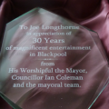 Joe- 30 Years In Blackpool award inscription.